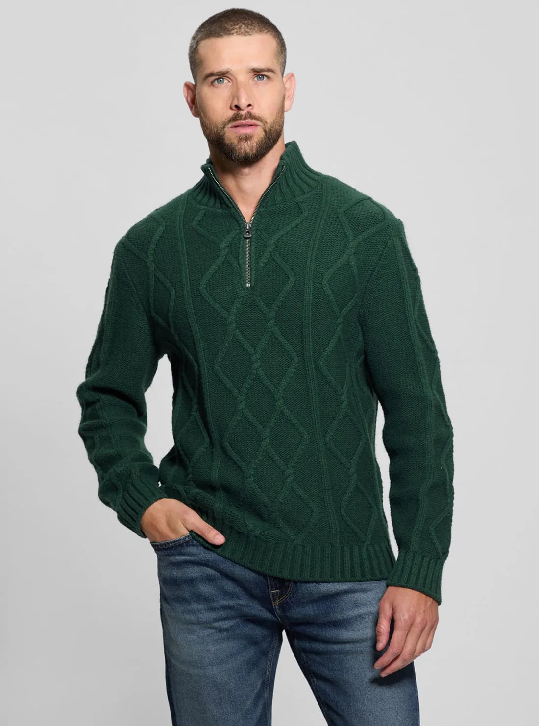 dancing suitable Green Diamond Cable Knit Jumper