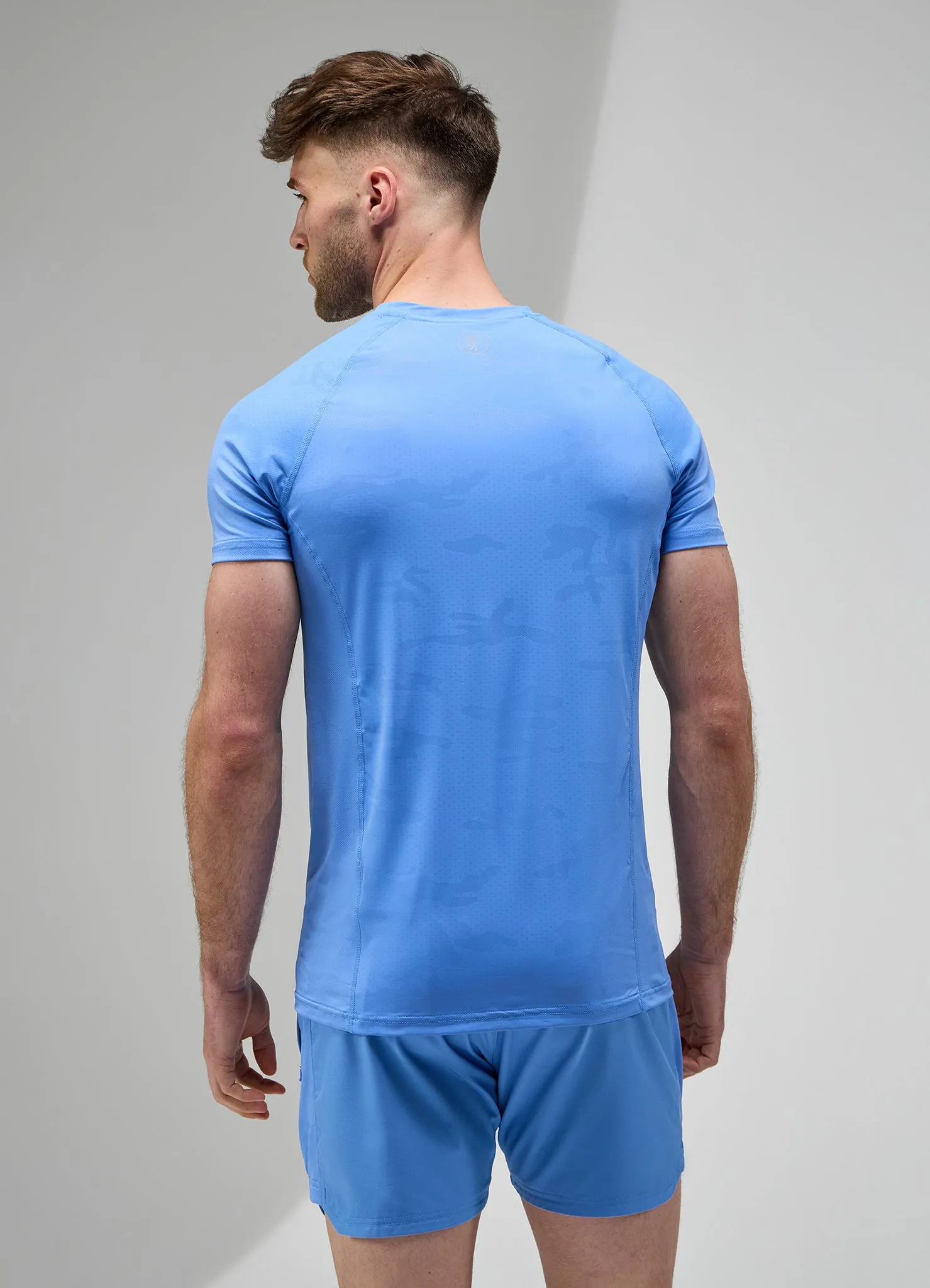 Machine washable Gym King Focus Camo Knit Tee - Blue Iris