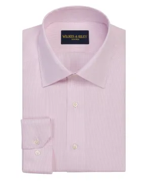 Everyday Wear Pink Stripe Spread Collar Non-Iron Twill Dress Shirt