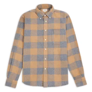 Pitt Cotton Shirt - Camel & Grey Wrinkle Free Care