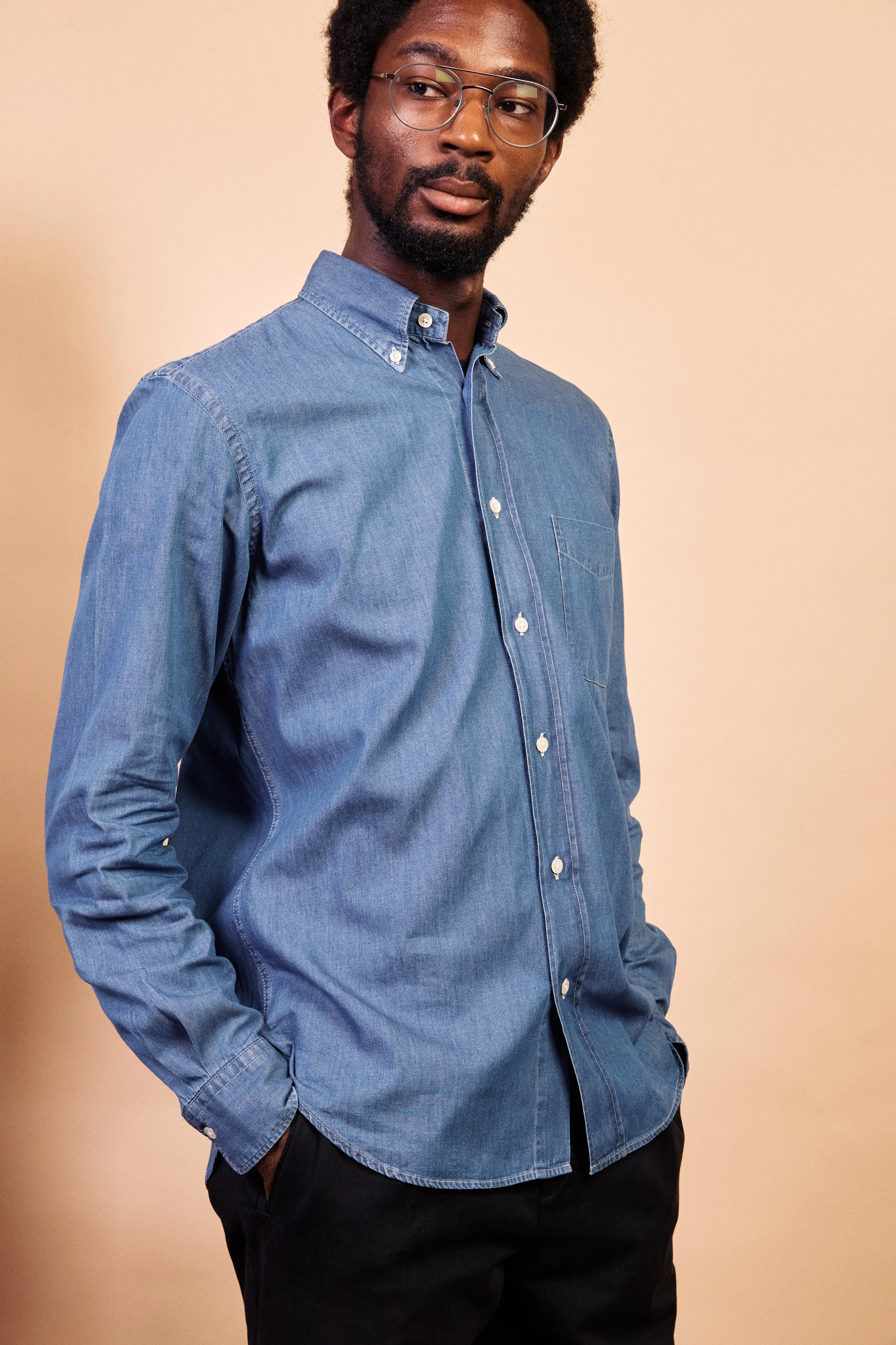 Pitt Cotton Shirt - Indigo Moisture Wicking Material
