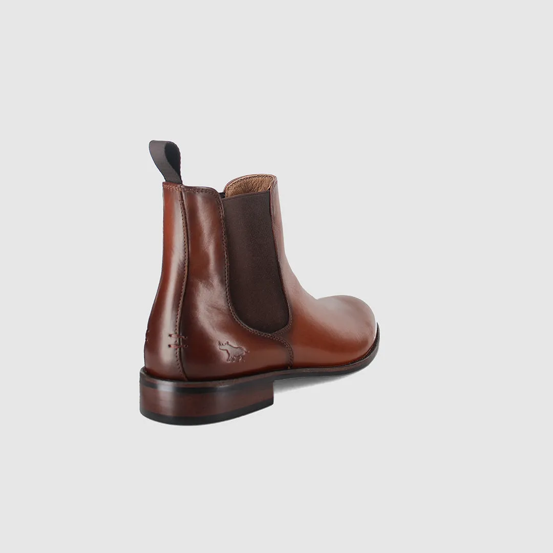 Reinforced Heel Counter Unisex Cool Plymouth Chelsea Boots Cognac