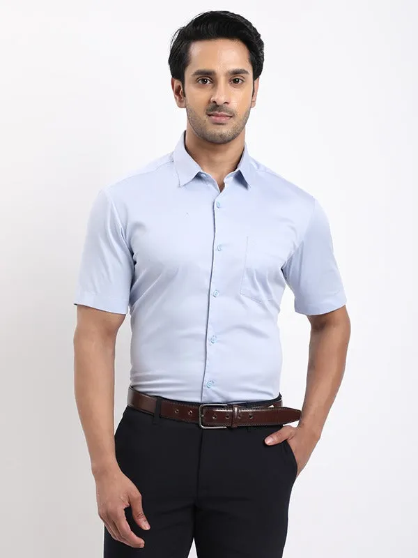 Men Solid Half Sleeve Cotton Stretch Shirt Quality Wear