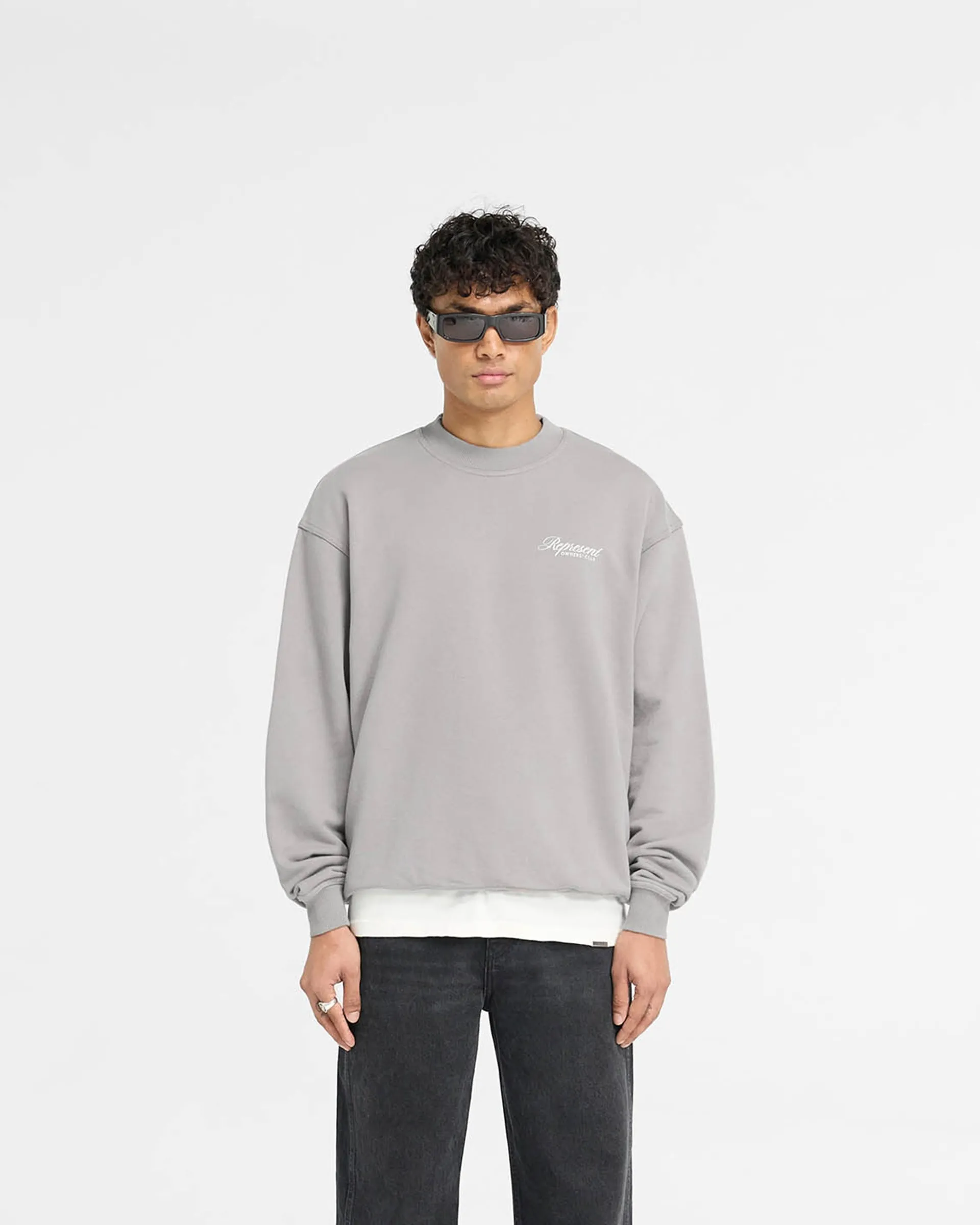 Relaxed Layers Warm Essentials Represent Owners Club Script Sweater - Slate