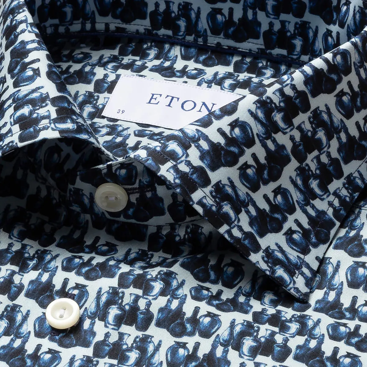 Eton - Slim Fit Glass Print Shirt in Navy Versatile Styling