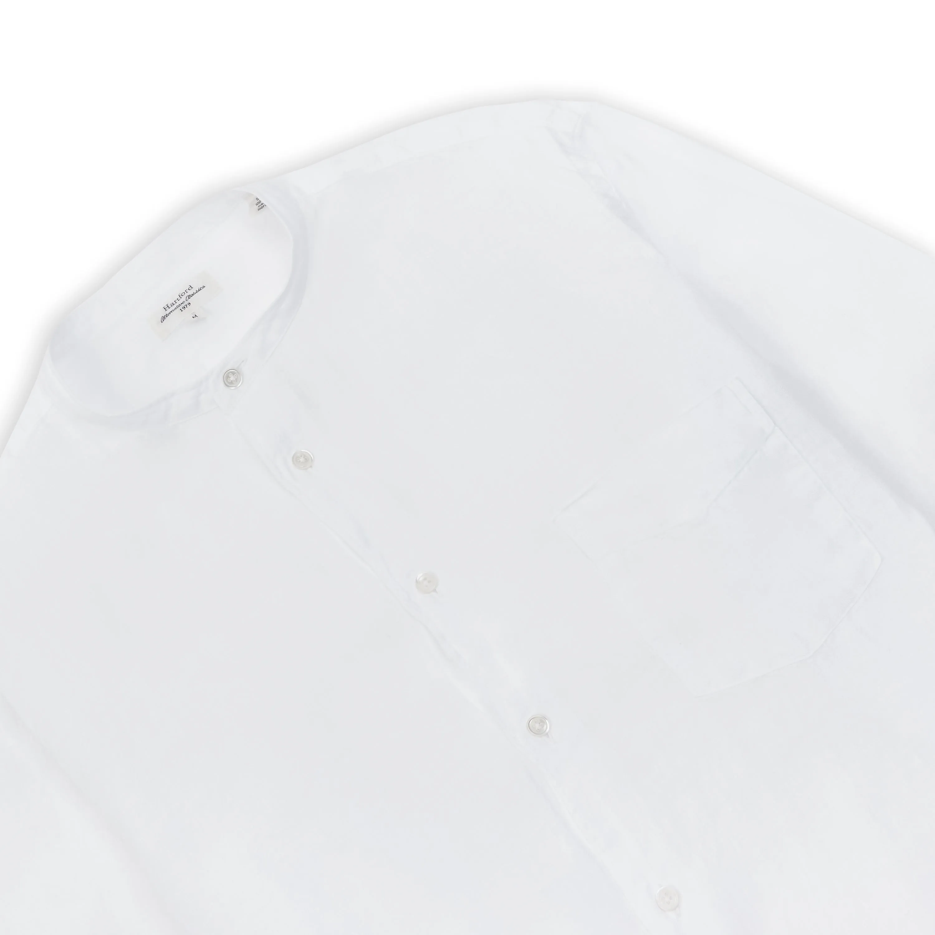 Fashion Layer Abrasion Resistant Edging Premium Pat Grandad Shirt - White