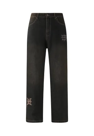 Mens Dragon Crawl Dirty Wash Denim Trousers Jeans - Brown Fitted Comfort Go To Look