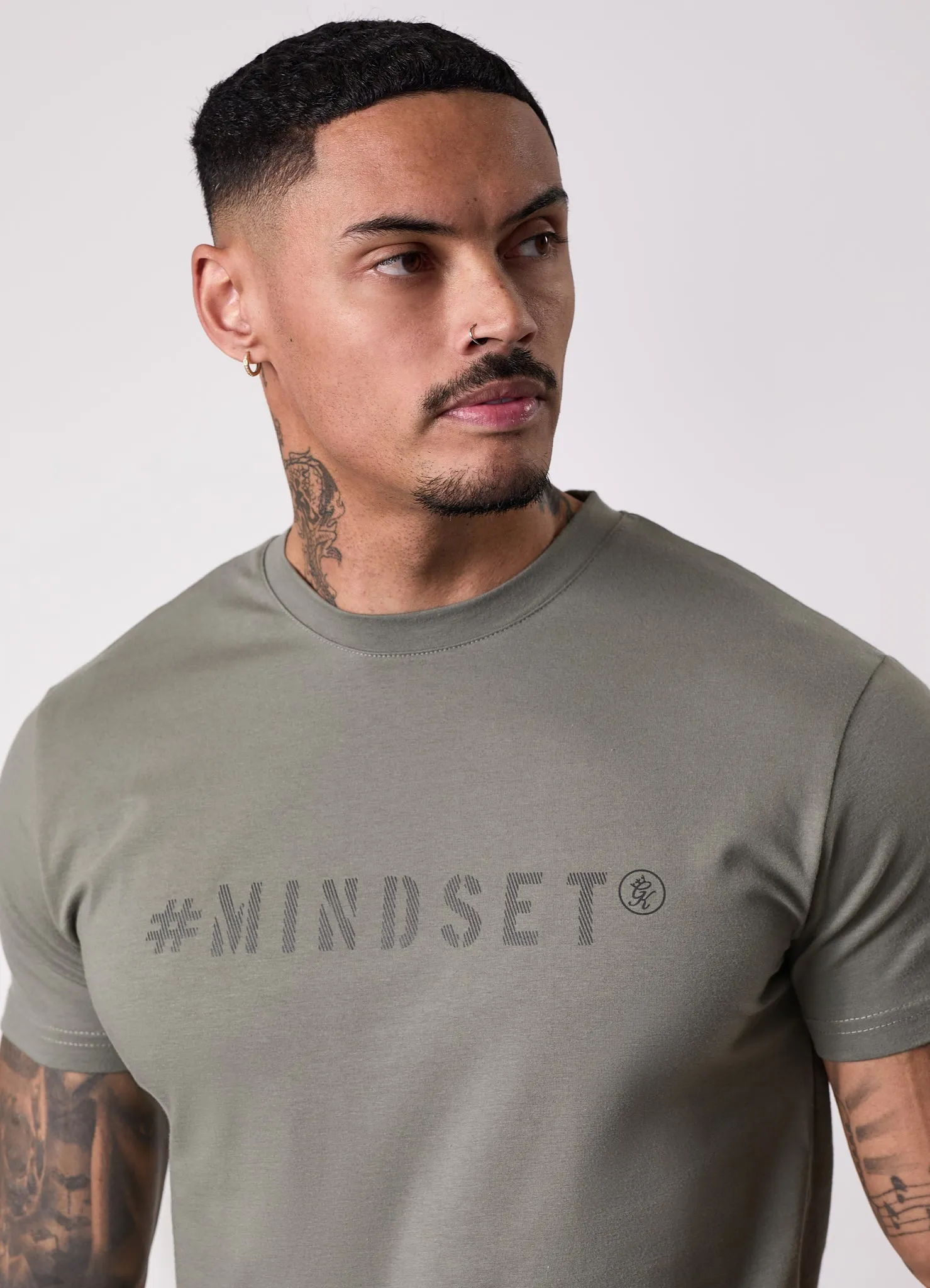Casual Performance Fit Fashionable Layer Gym King Mindset Tee - Khaki