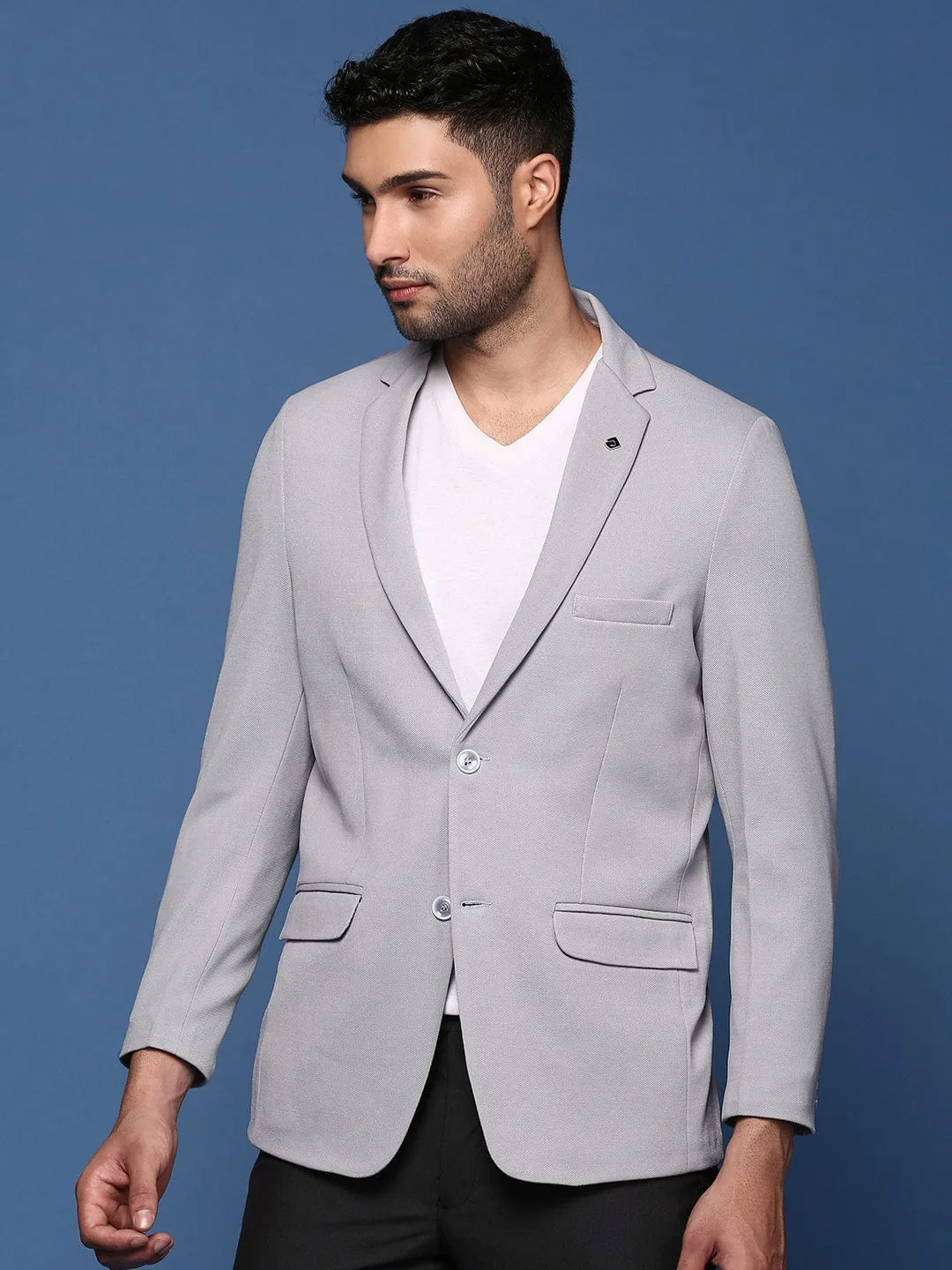 Men's Grey Single Breasted Slim Fit Casual Blazer Weight Distribution System Quick Access Pockets