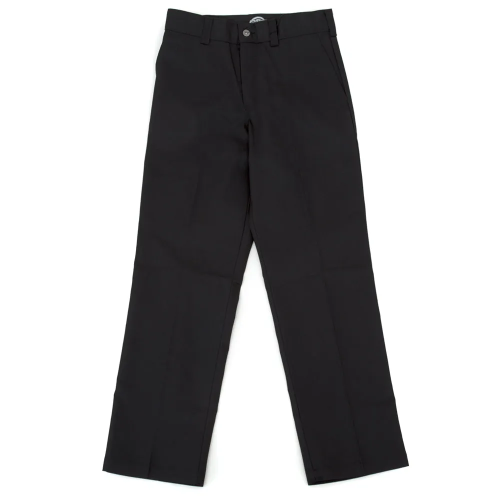 Double Stitched Seams Skateboarding Regular Fit Twill Pants (Black)