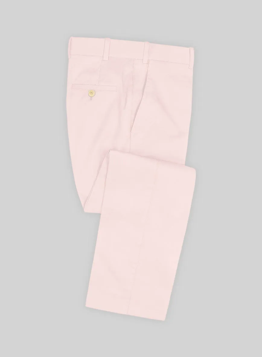 Italian Pale Pink Cotton Stretch Pants Comfort Wearable