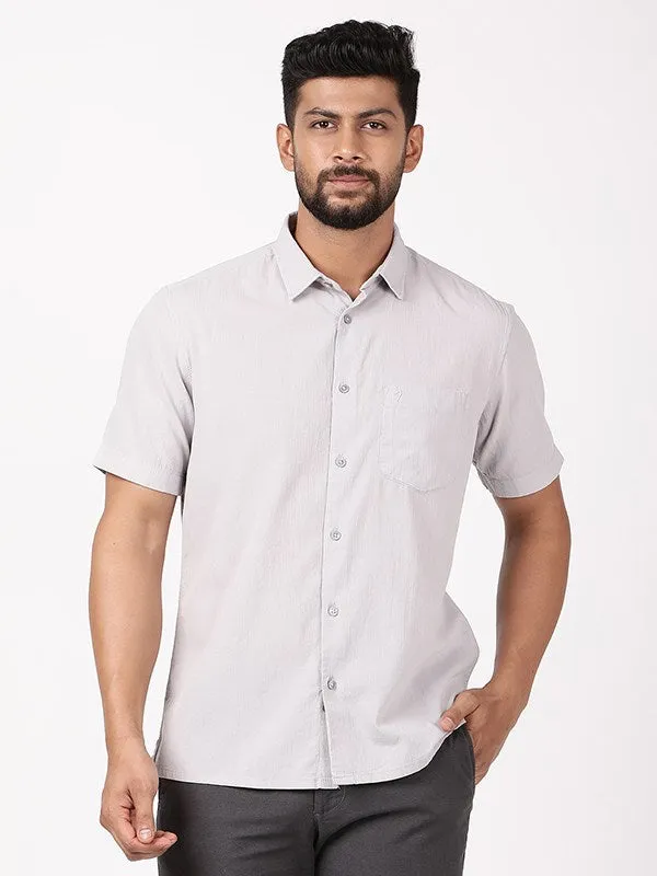 Casual Style Men Solid Half Sleeve Cotton Shirt