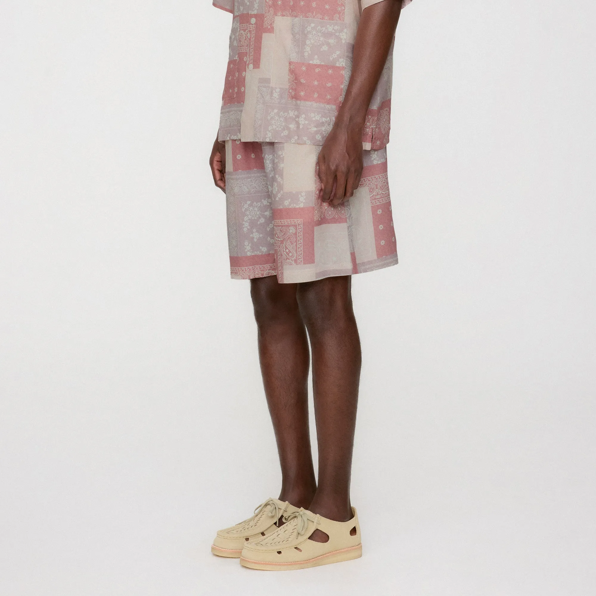 Kith Silk Lyocell Bandana Cedar Short - Pink Opal checked shorts