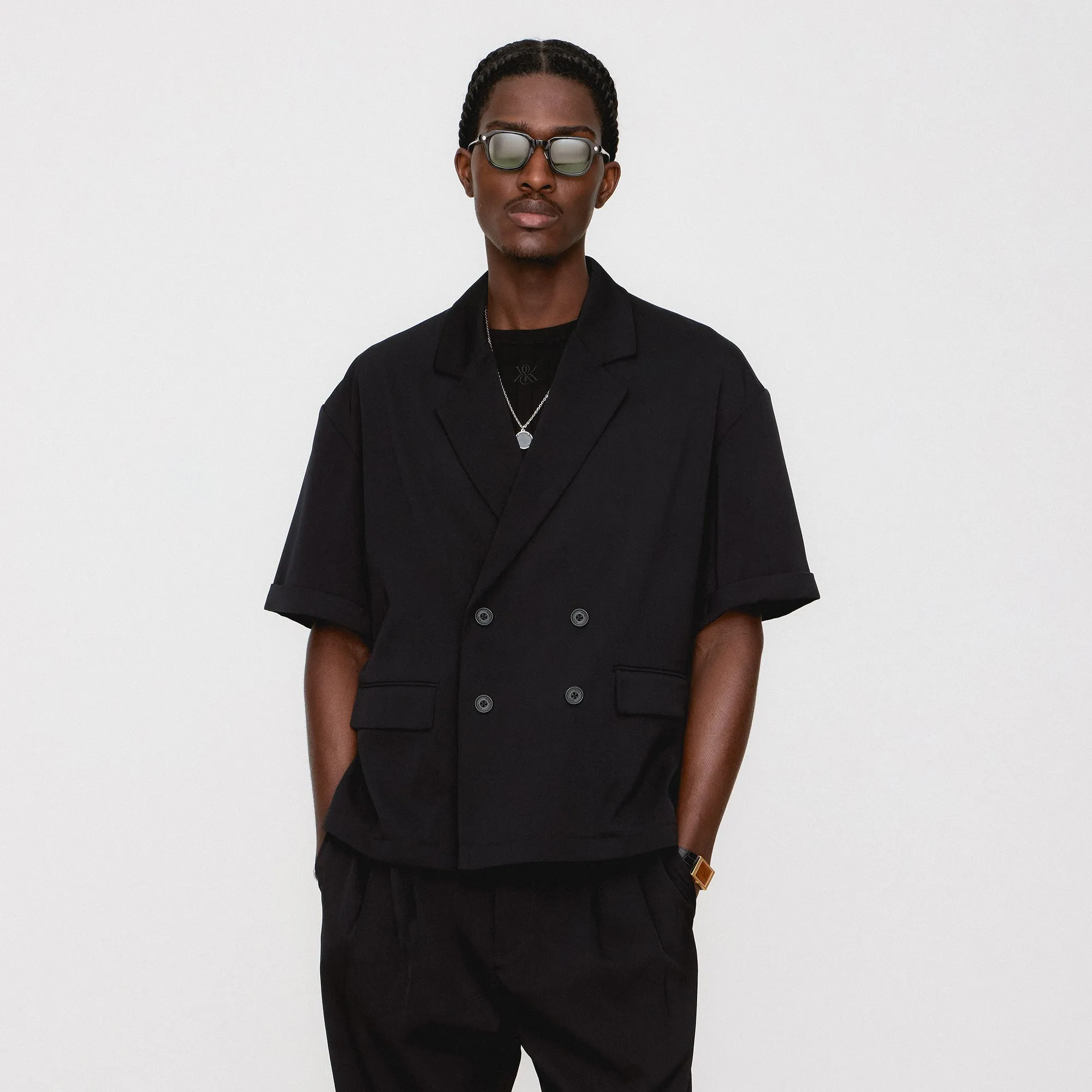 Full Length Zipper Closure Foldable Design &Kin Ito Blazer - Black