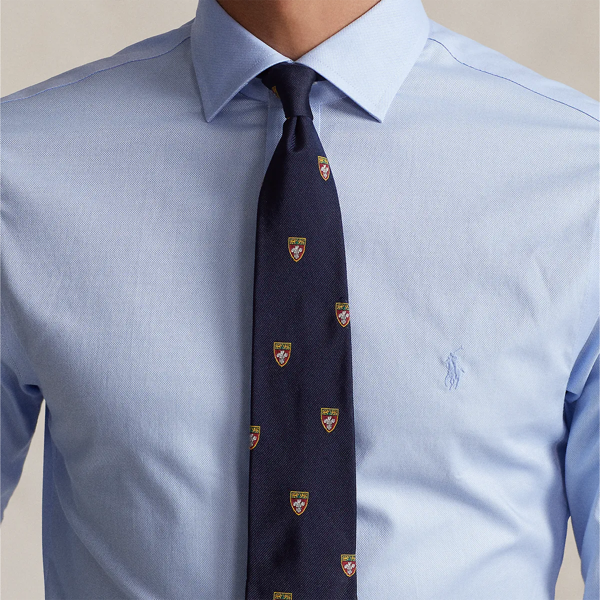 Ralph Lauren - Slim Fit Dobby Shirt in Blue Anti Static Finish