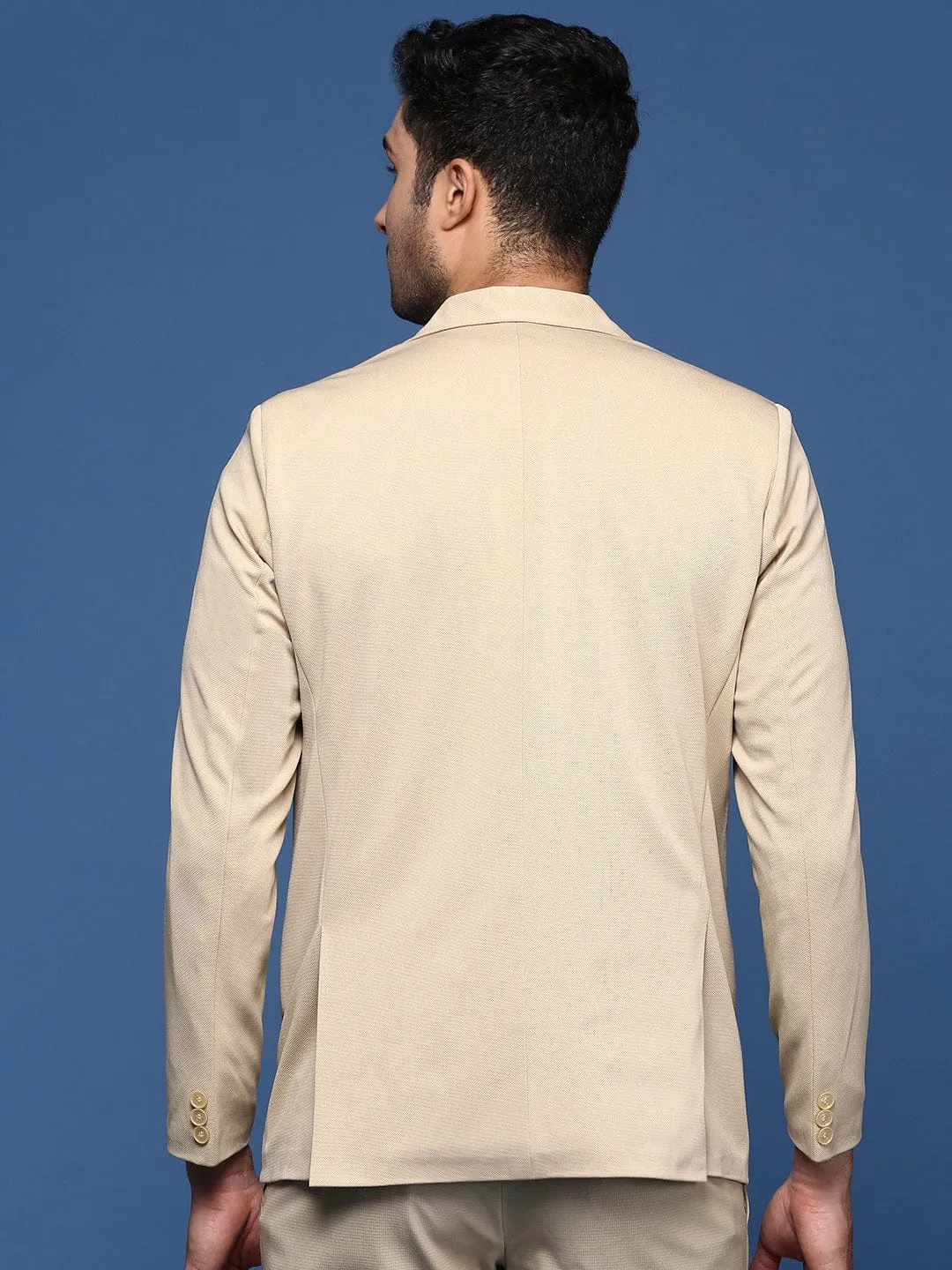 Men's Beige Slim Fit Single Breasted Cotton Blazer Casual Chill Look Fashion Event