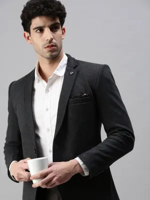 TearResistant Reinforcements Sustainable Recycled Material Men's Black Solid Slim-Fit Single-Breasted Casual Blazers