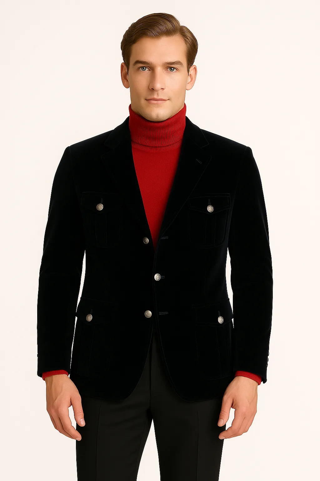 Interchangeable Liners Clean Street Look Inserch BL-569 Velvet Military Jacket Black