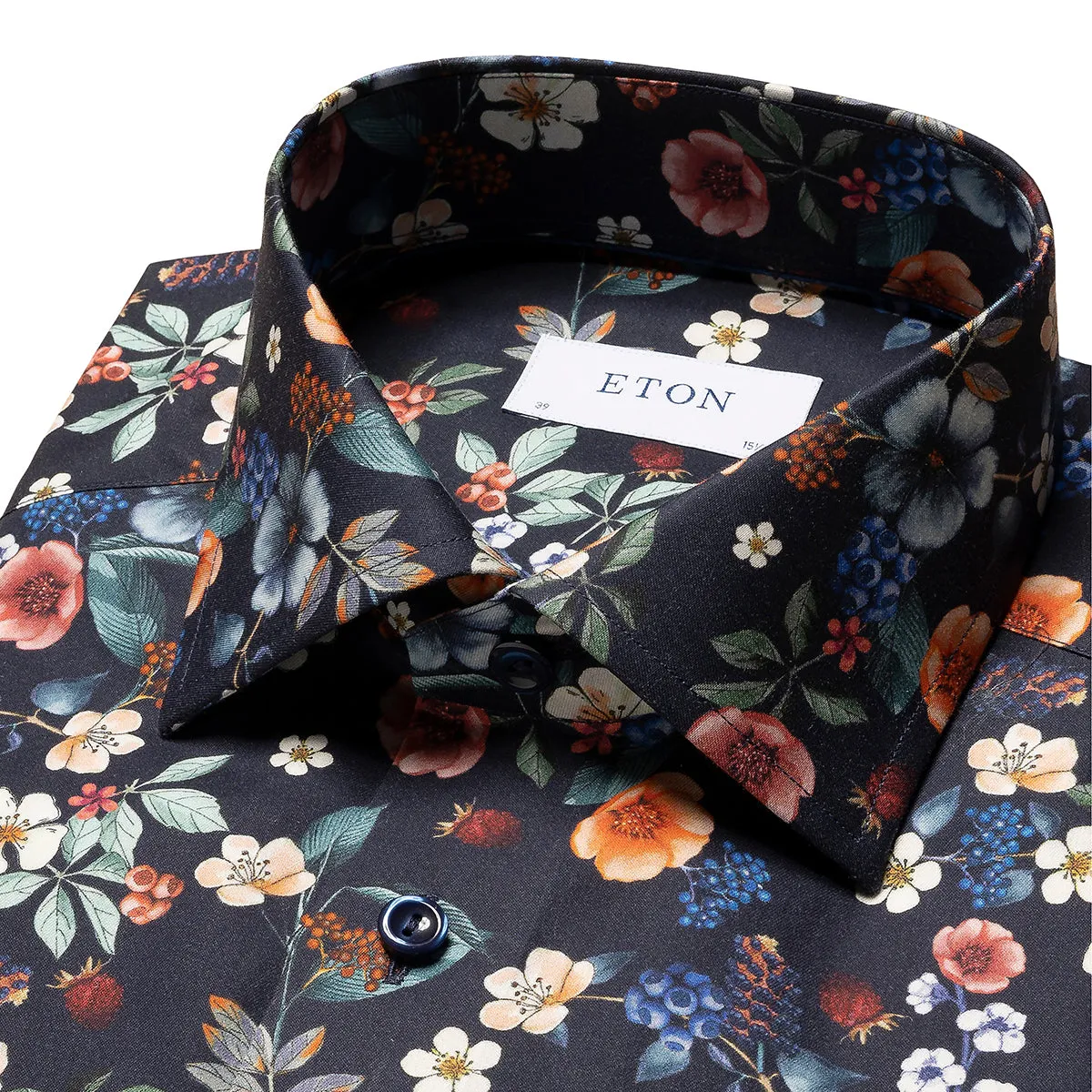 Eton - Slim Fit Floral Print Shirt in Navy Timeless elegance