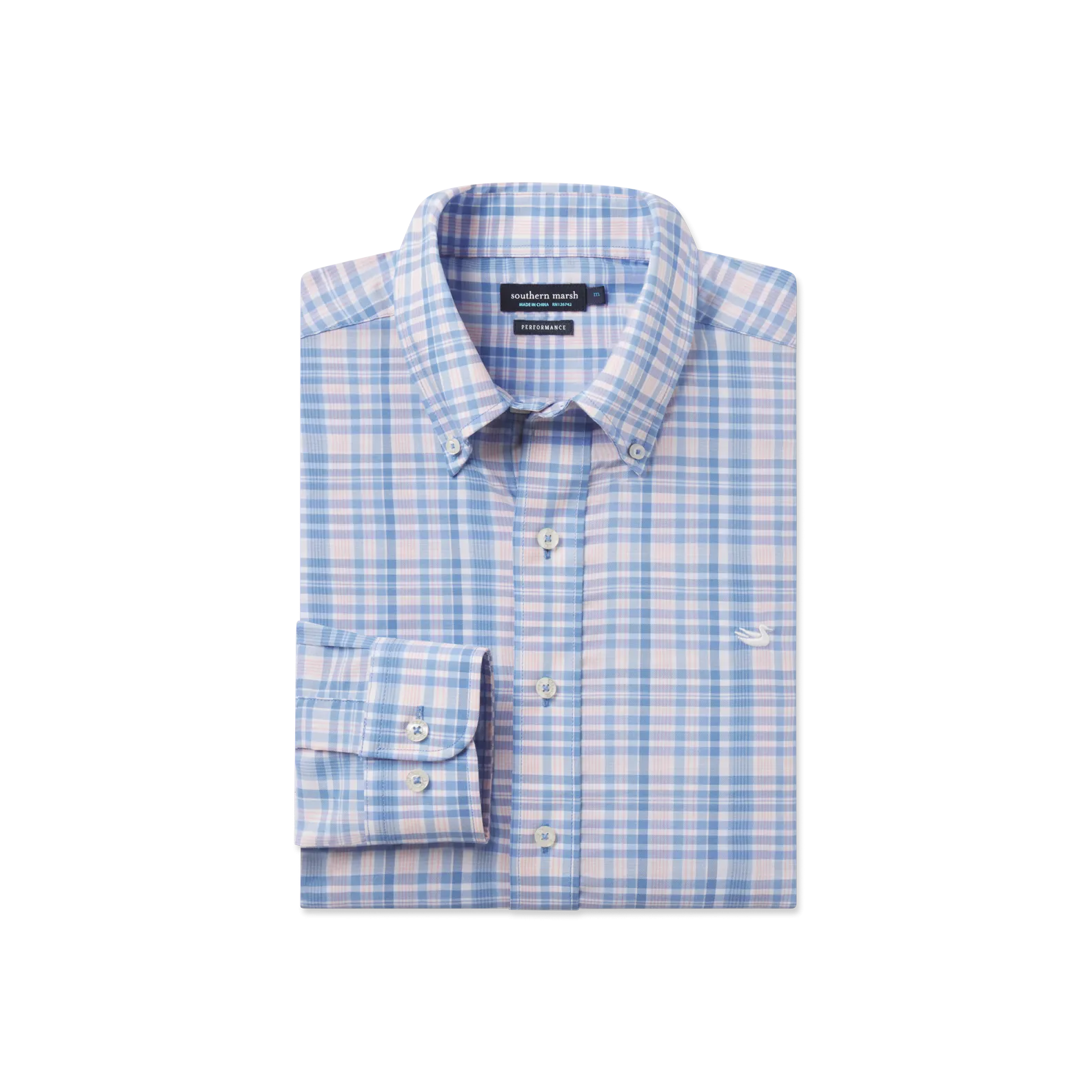 Plus size option Ribbed Trim Nassau Performance Plaid Dress Shirt