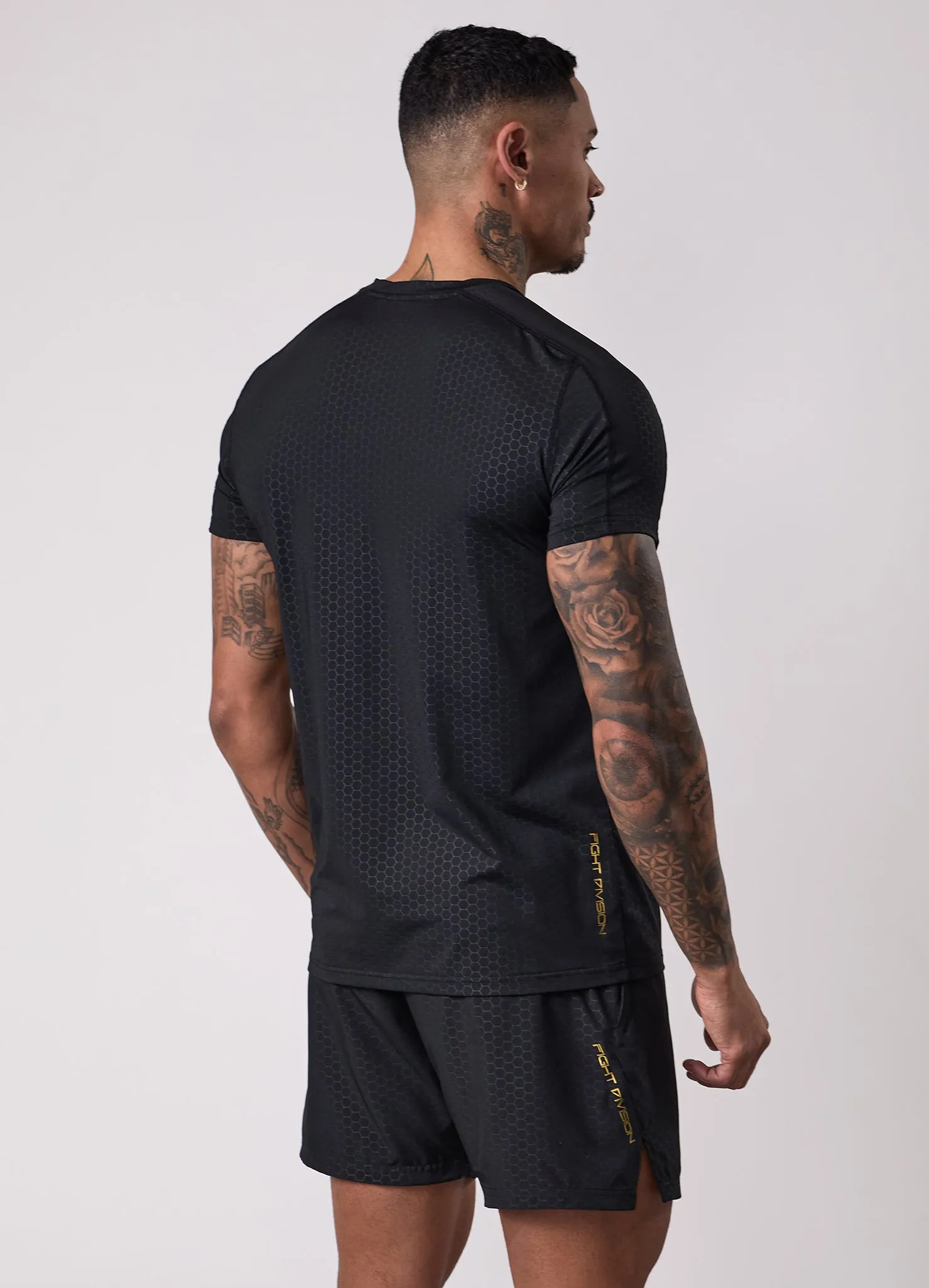 Perfect for Outdoors Gym King Fight Division Debossed Training Tee - Black/Gold