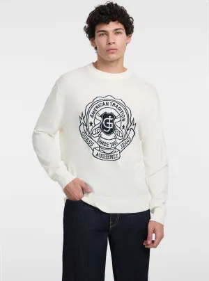 Essentials Wear Guess Jeans Eco White Jacquard Graphic Sweater