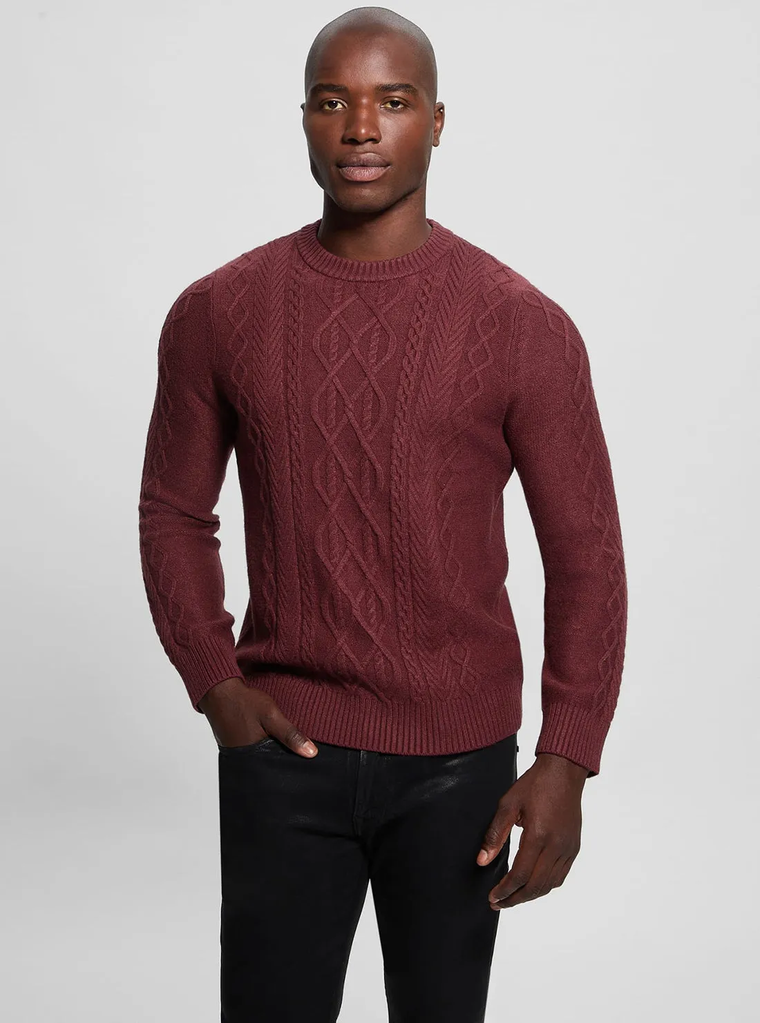 Red Noah Cable Knit Jumper old people Minimal Fit