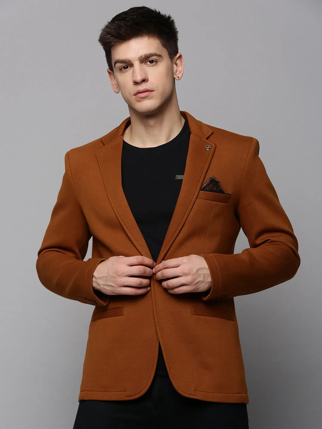 Men's Tan Single-Breasted Casual Blazers Tear Resistant