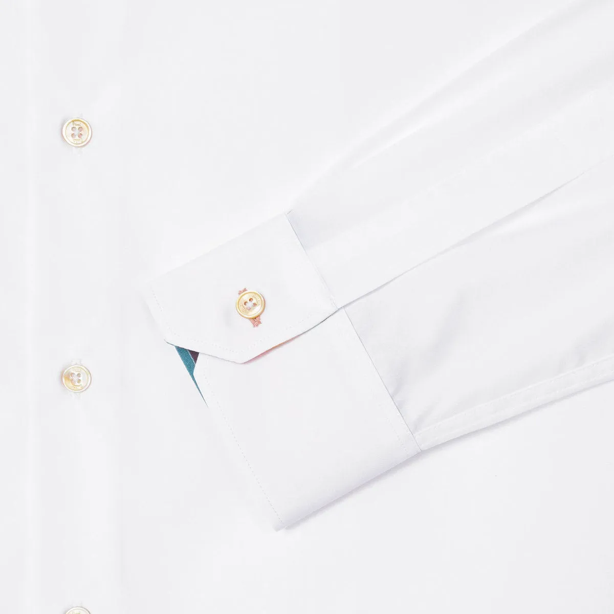 Paul Smith - Tailored Fit 'Artist Stripe' Cuff Shirt in White Non Iron Fabric