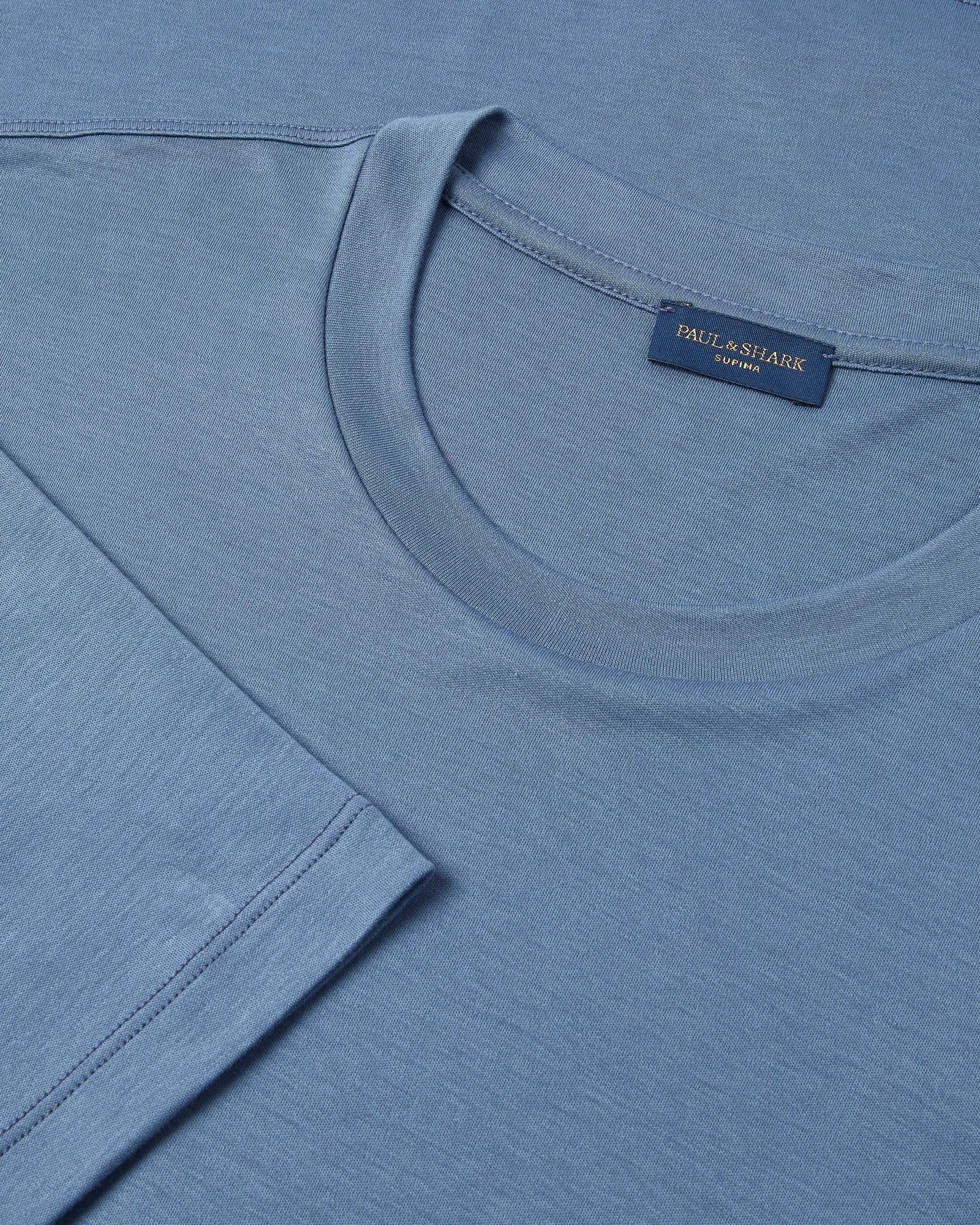 Paul & Shark Supima? Fin Embroidery Cotton Short Sleeve T-shirt (CADET BLUE) Slim Silhouette