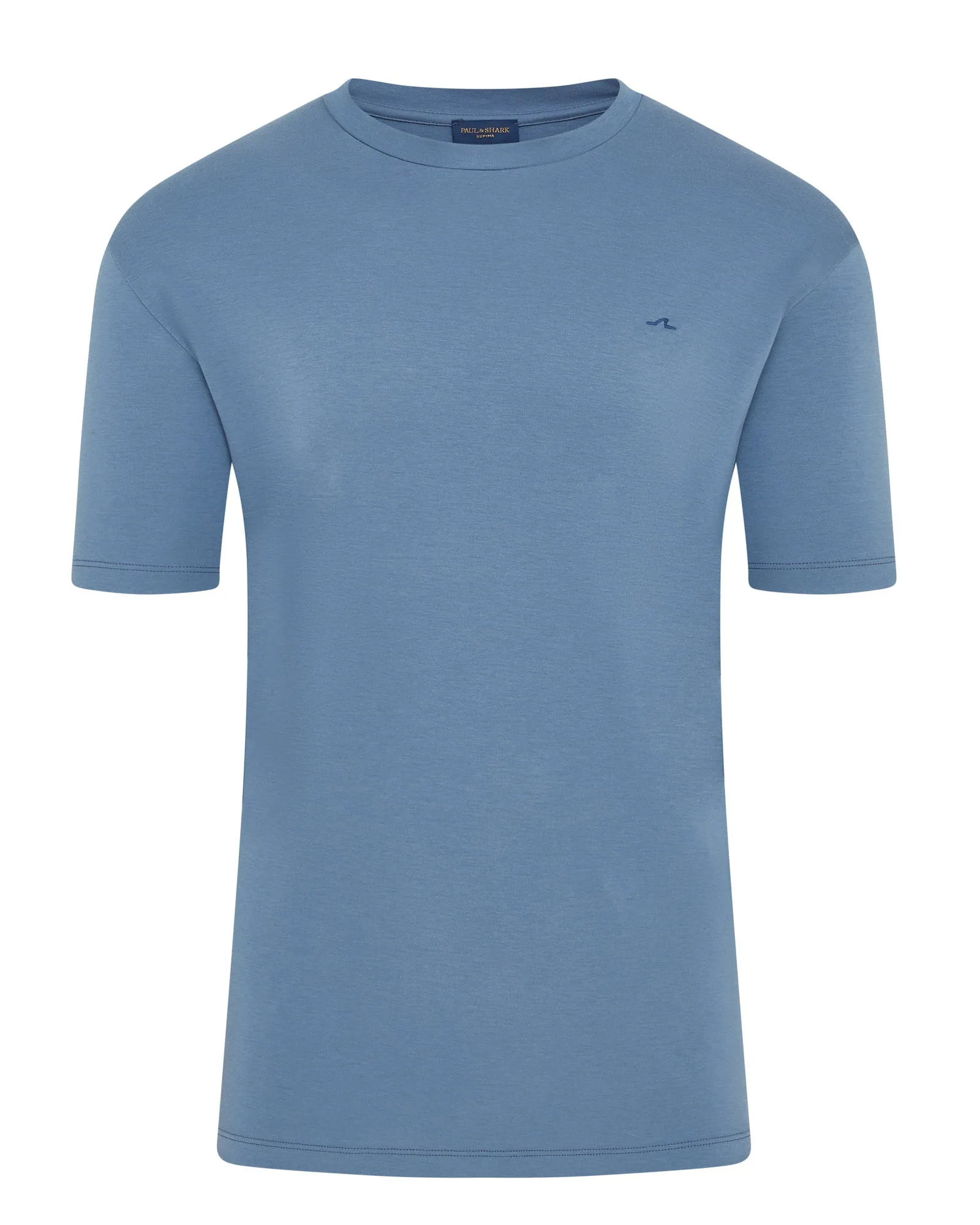 Paul & Shark Supima? Fin Embroidery Cotton Short Sleeve T-shirt (CADET BLUE) Easy Wear