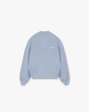 Represent Owners Club Script Sweater - Dusty Blue Cuffed Sleeves Comfortable Hoodie