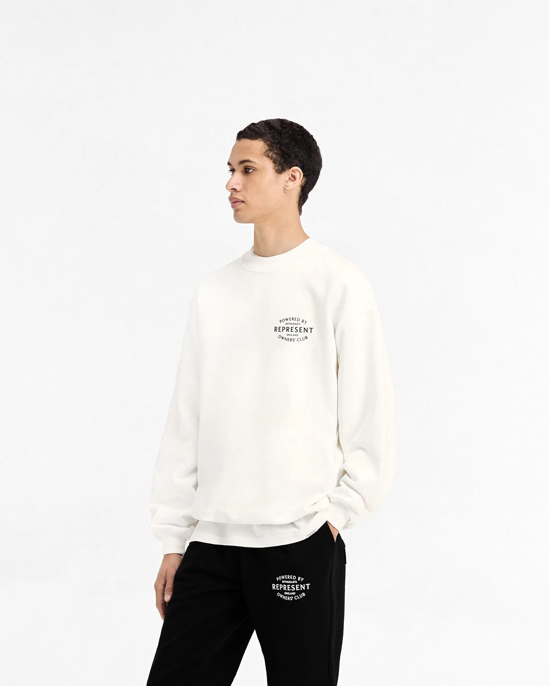 old people Represent Owners Club Stamp Sweater - Flat White