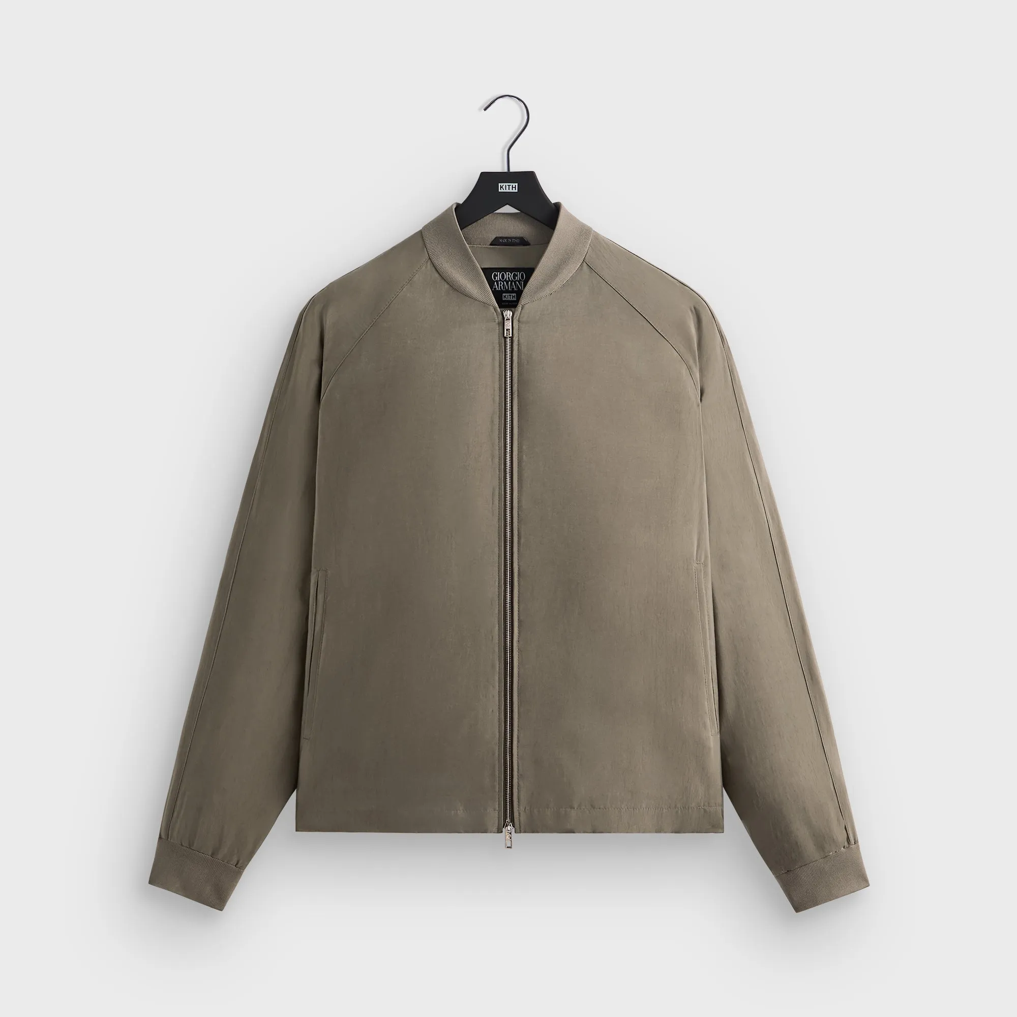 Giorgio Armani & Kith Silky Bomber Jacket - Gravel TemperatureRegulating Fabric DoubleStitchSeams