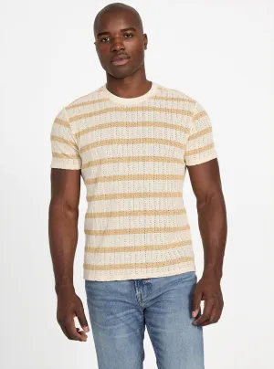 perfect for all-day wear Indoor Comfort Beige Elon Textured Striped T-Shirt