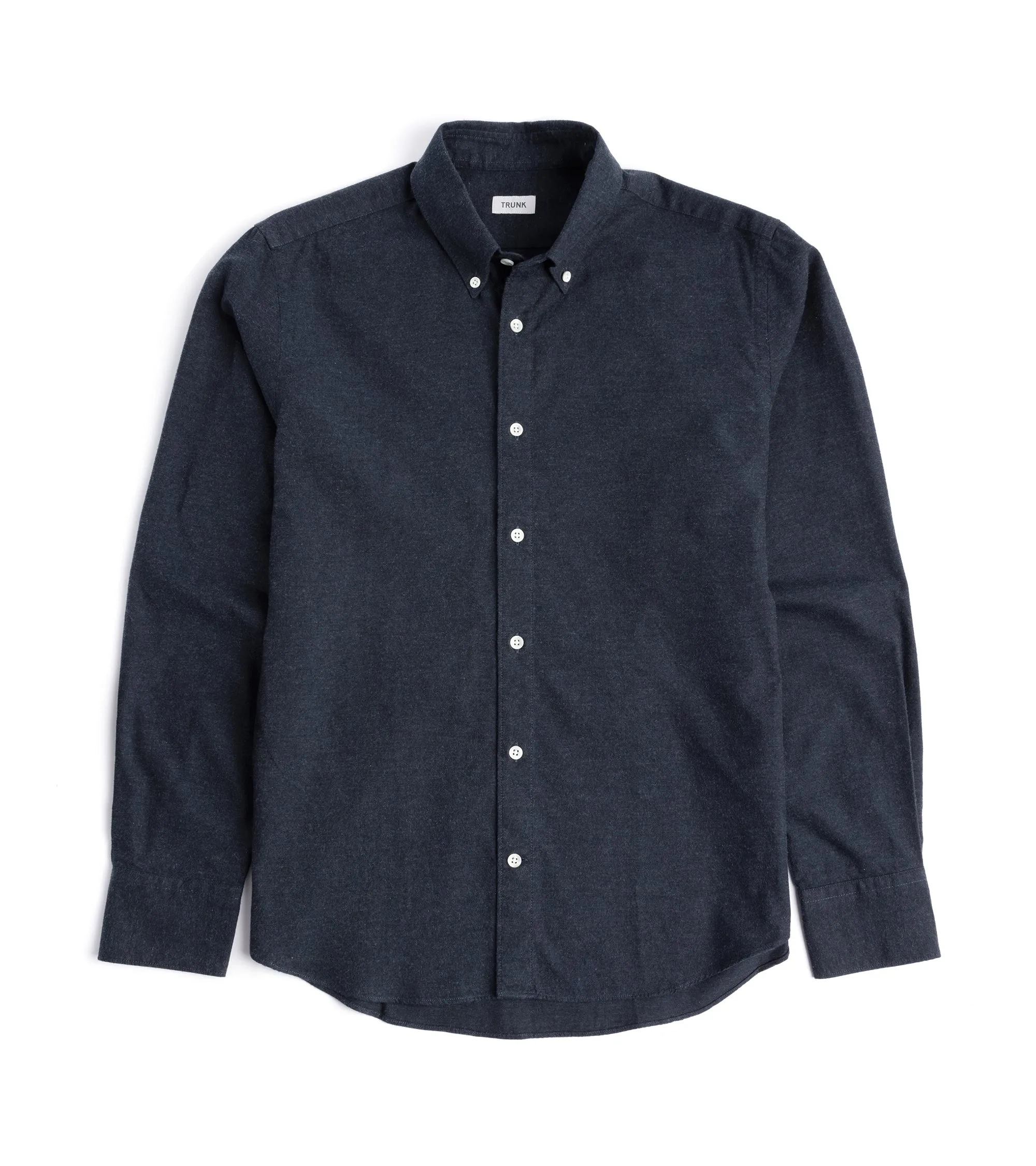 Trunk Eldon Cotton Flannel Shirt: Navy high-low hem