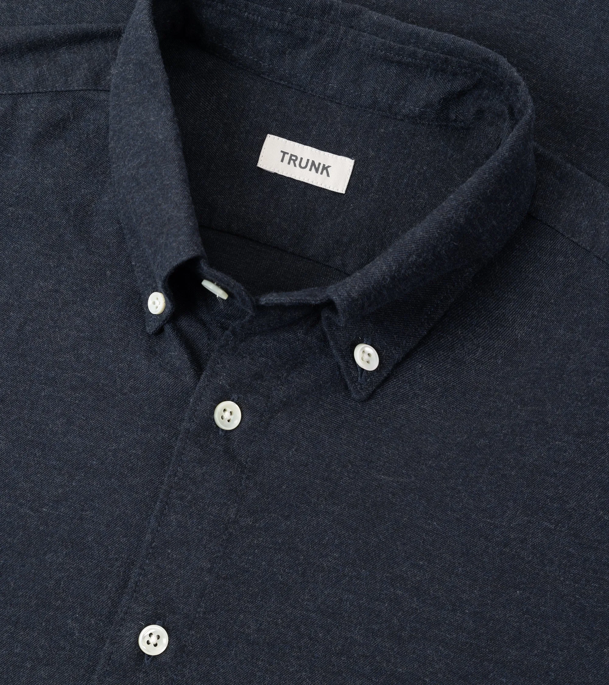 Trunk Eldon Cotton Flannel Shirt: Navy Athletic Cut Tailored Fit