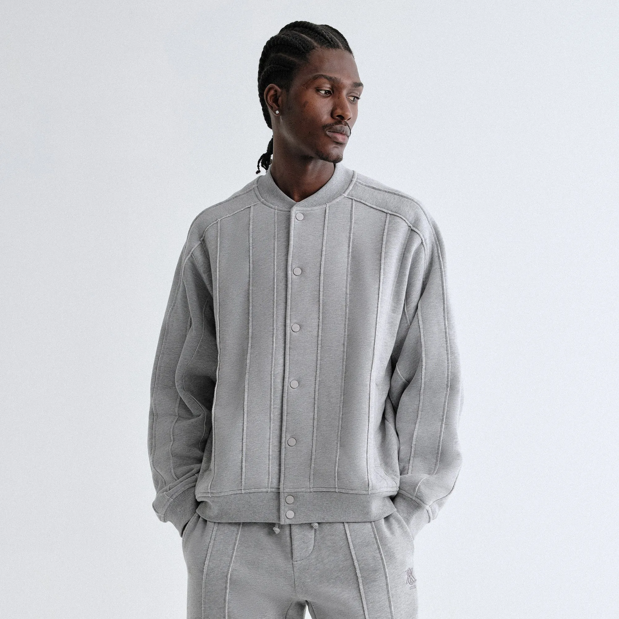 Detachable Components Effortless Layer Kith Marvin Bomber Jacket - Mid Heather Grey