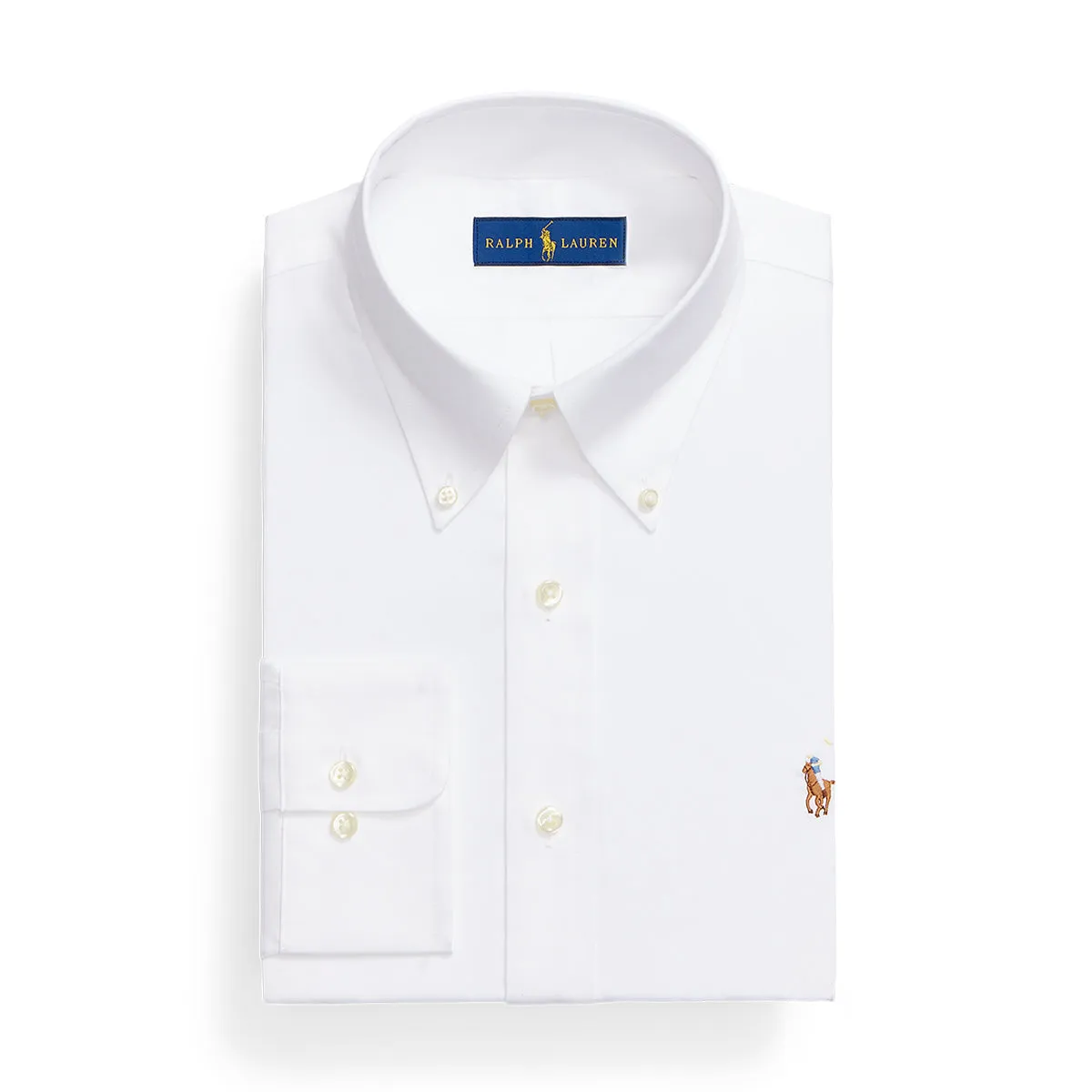 Breathable Cotton Low Profile Pocket Design Ralph Lauren - Custom Fit Oxford Shirt in White