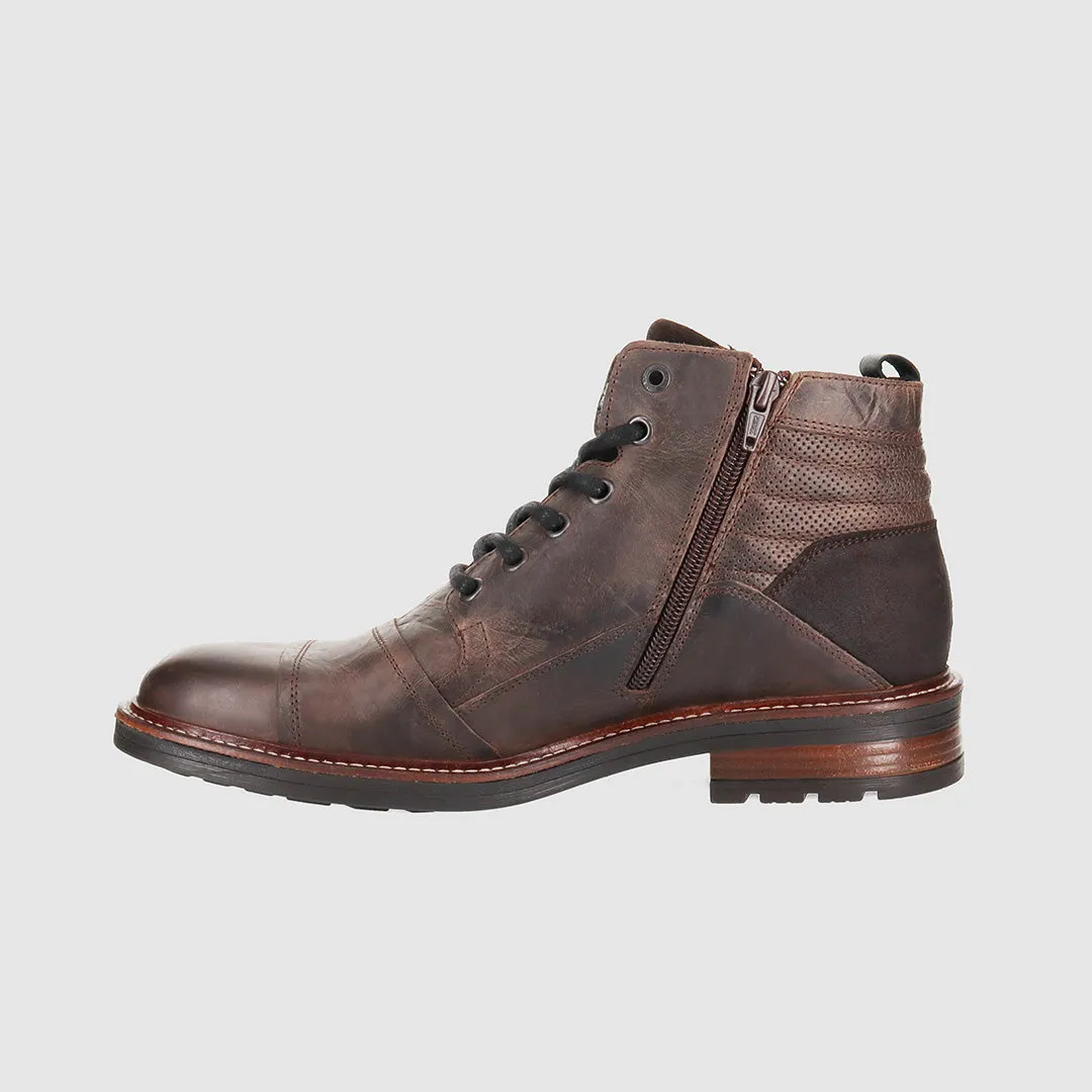 Indiana Lace Up Boots Dark Brown PullOn