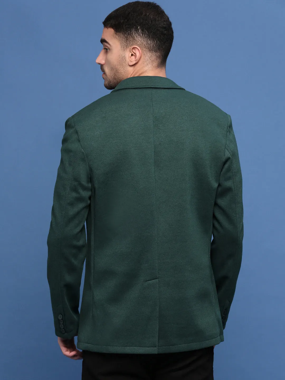 FullCoverageHood Men's Green Slim Fit Single Breasted Notched Lapel Cotton Blazers