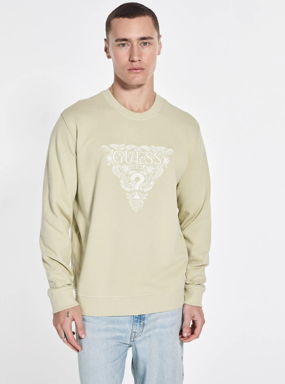 Eco Green Embroidered Triangle Logo Sweatshirt running suitable