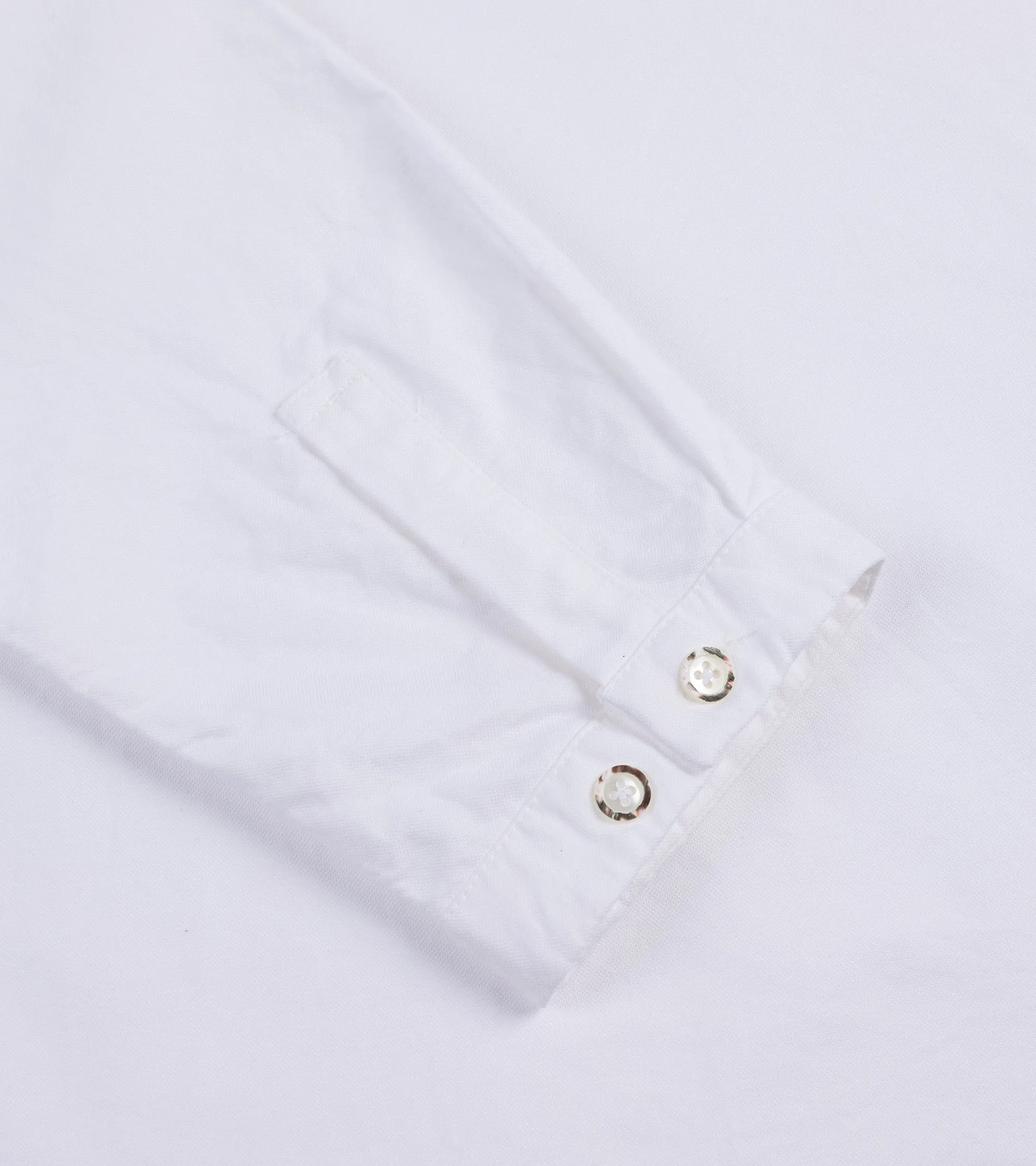 Sage de Cret Cotton Oxford Stand Collar Popover Shirt: Off White Tagless Labeling