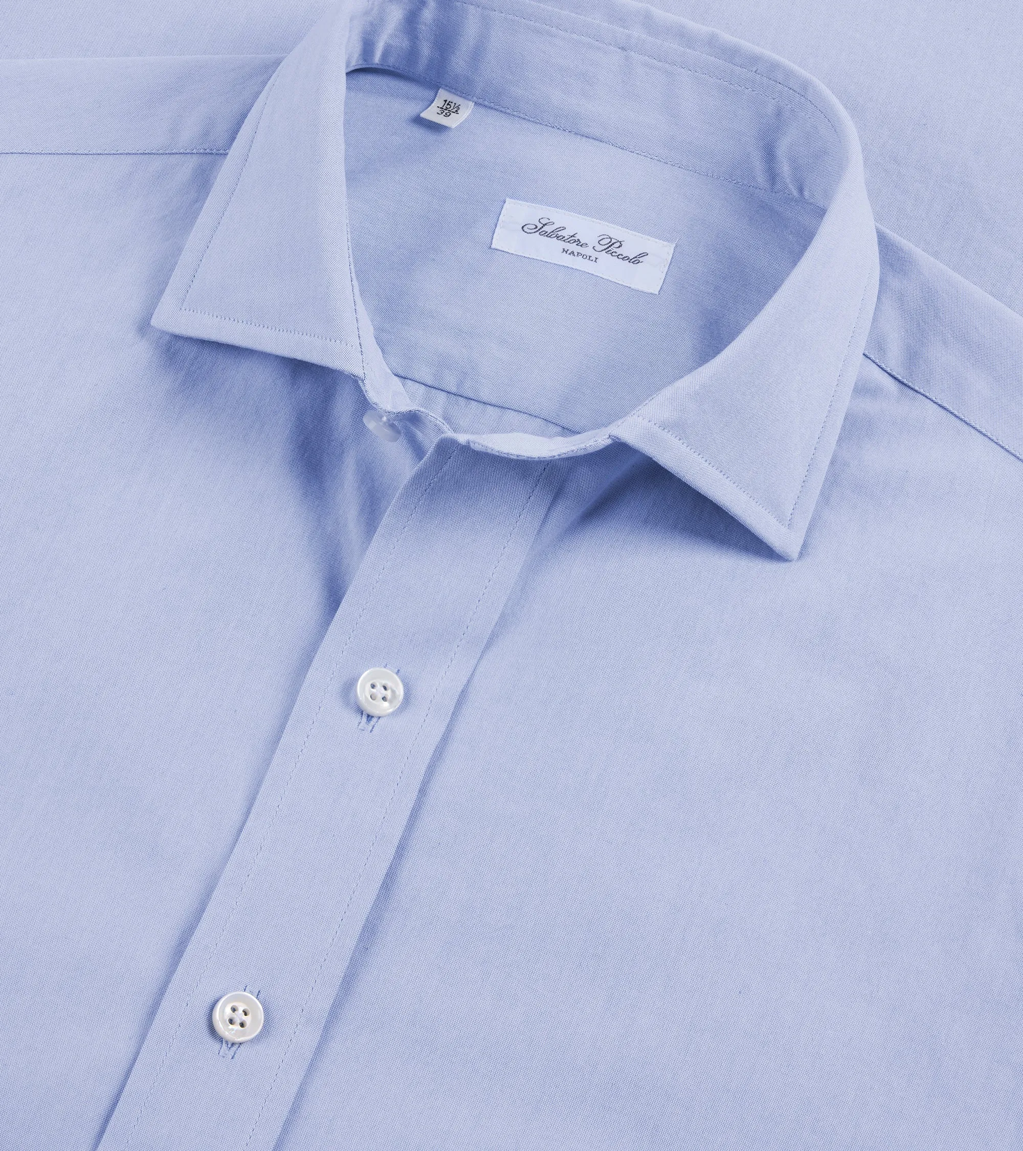 Salvatore Piccolo Cotton Canvas Shirt: Light Blue Customizable Design slim fit