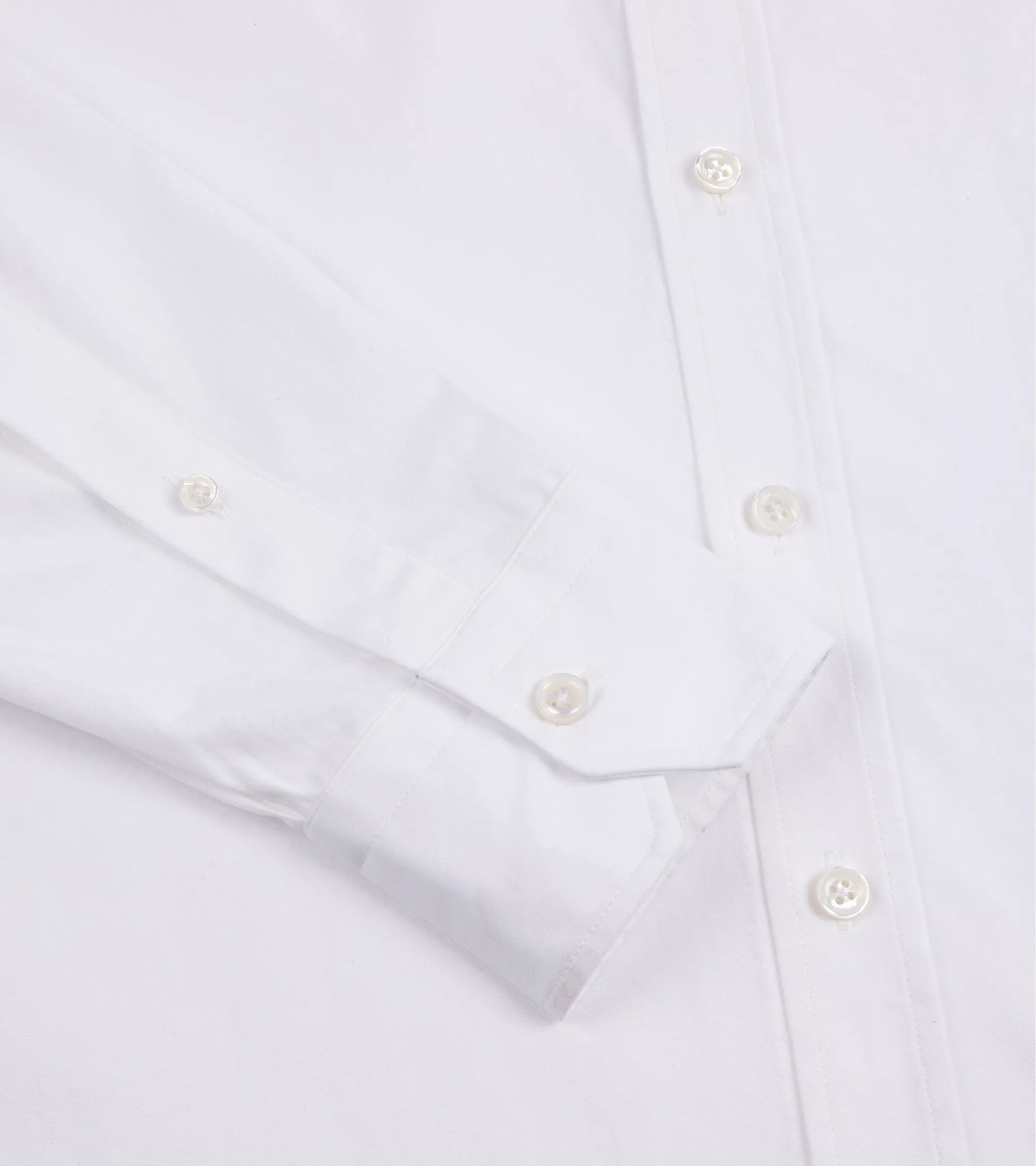 Round Collar Salvatore Piccolo Cotton Canvas Shirt: White