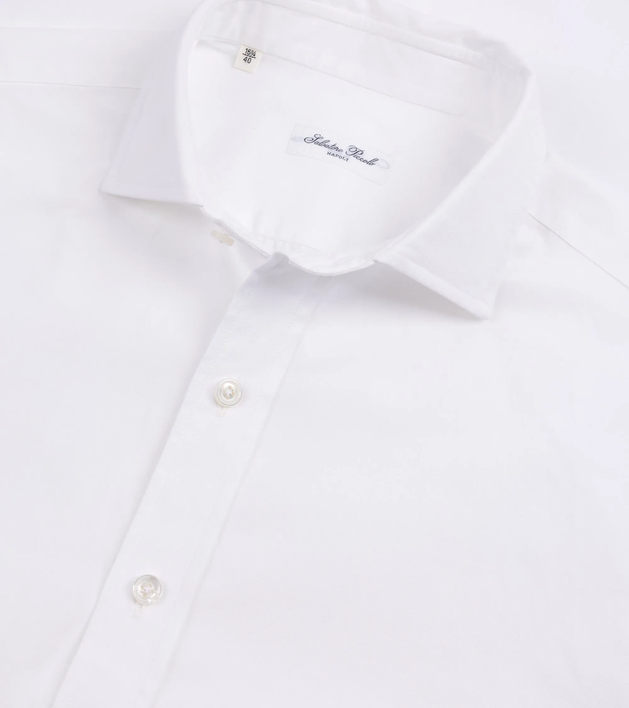 Salvatore Piccolo Cotton Canvas Shirt: White Mature Elegance Anti Static Treatment