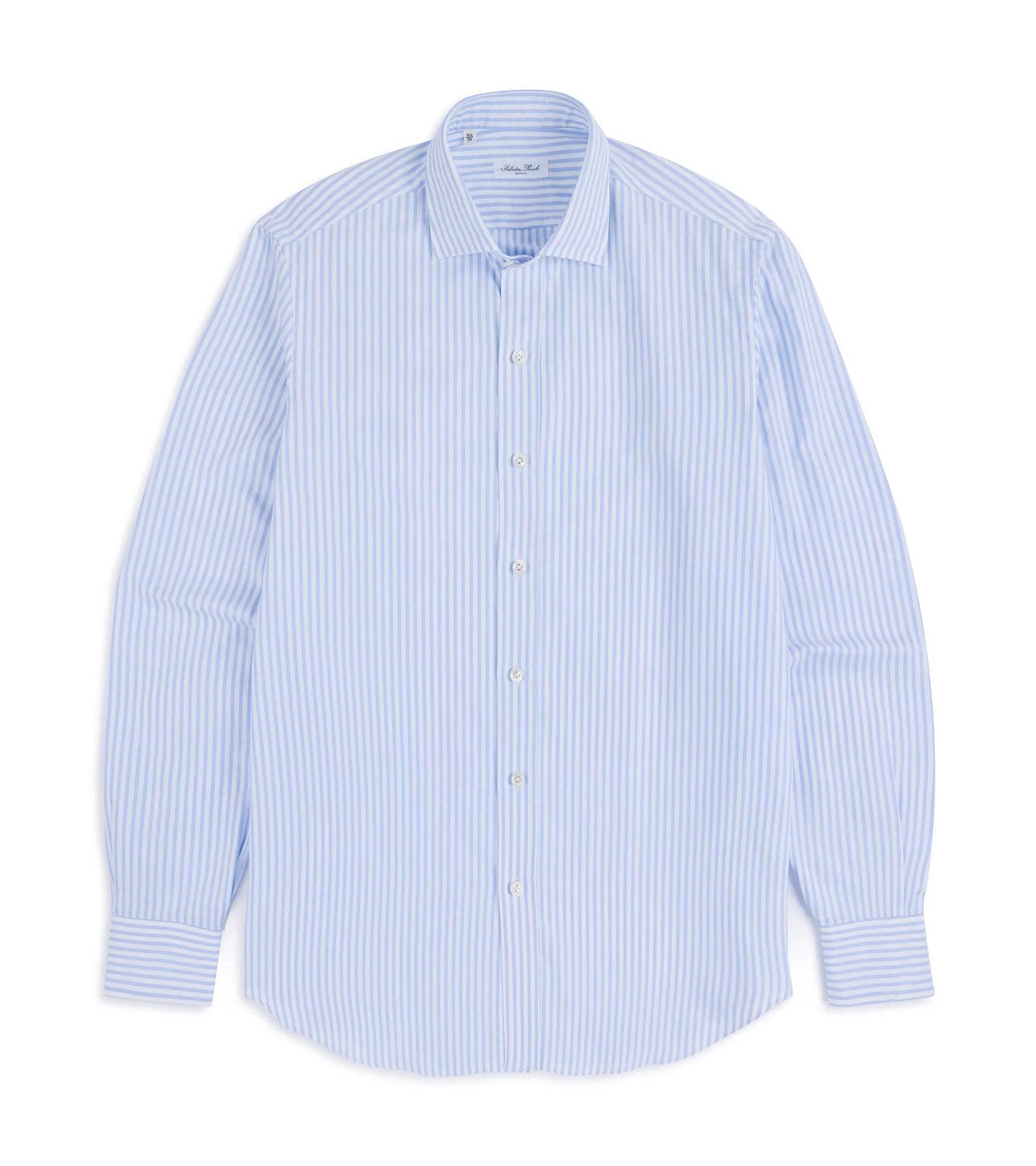 Salvatore Piccolo Soft Cotton Oxford Wide Stripe Shirt: Blue Unisex Option