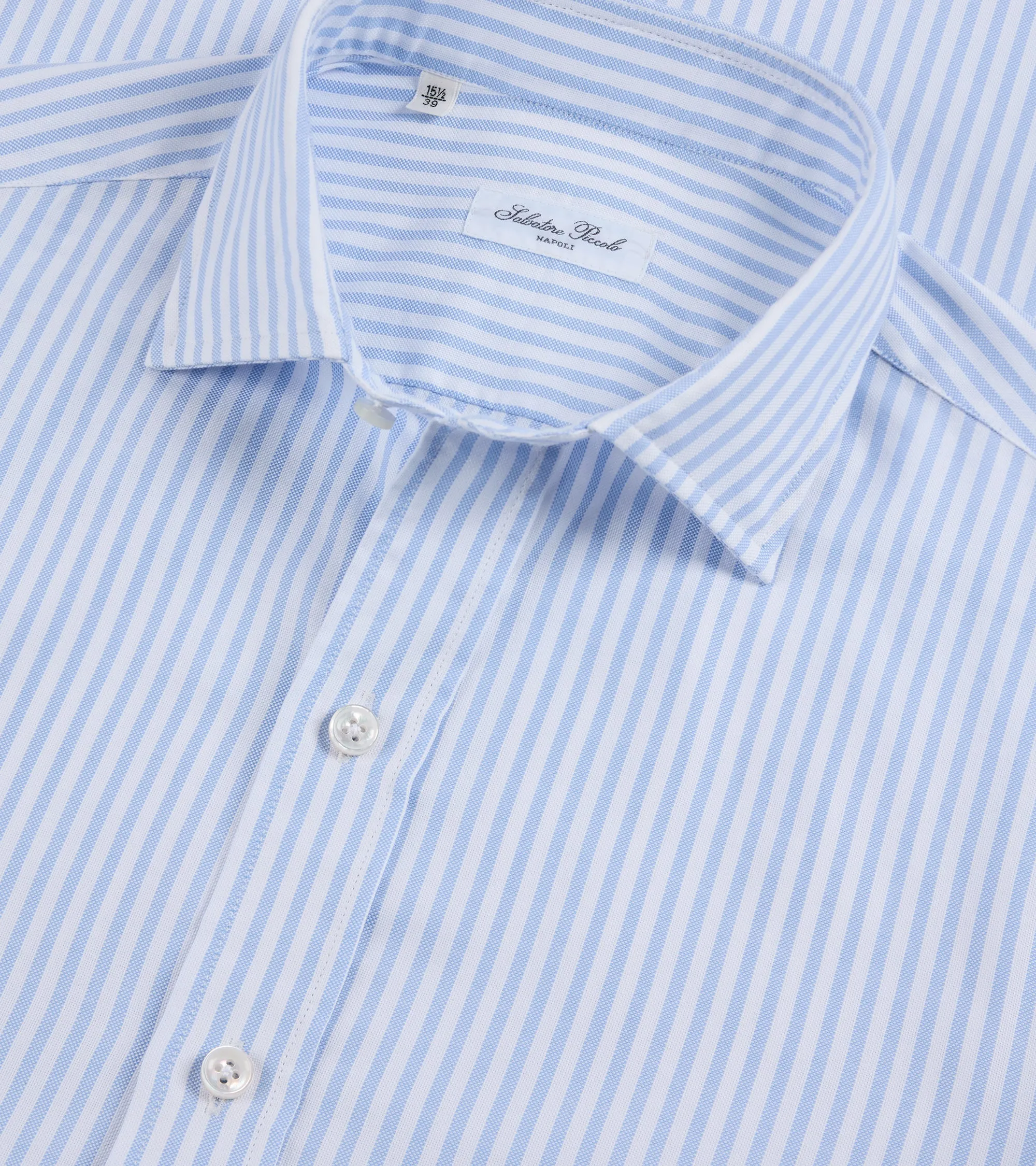 Pullover Design Salvatore Piccolo Soft Cotton Oxford Wide Stripe Shirt: Blue