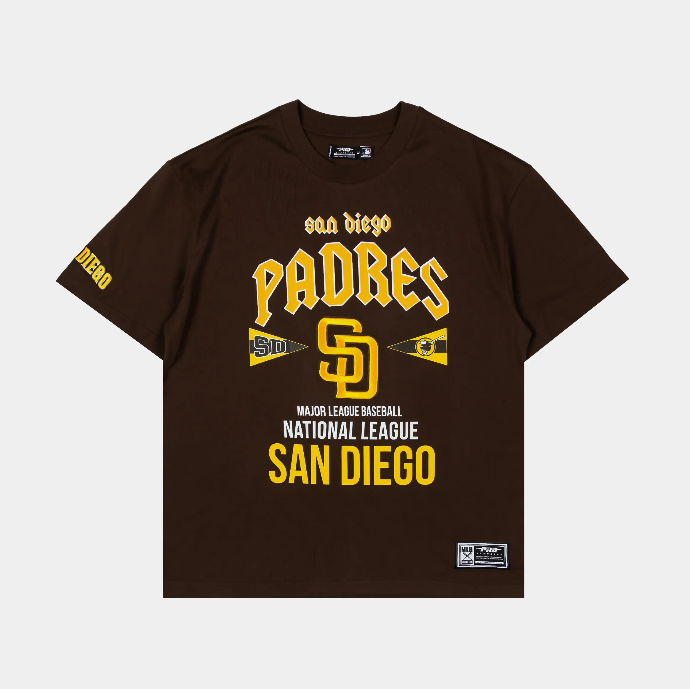 San Diego Padres City Tour Drop Shoulder Mens Short Sleeve Shirt (Brown) Relaxed fit style