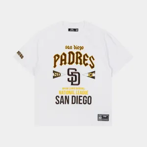 San Diego Padres City Tour Drop Shoulder Mens Short Sleeve Shirt (White) Comfy Comfort